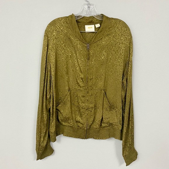 ANTHRO MAEVE 🫒 From Anthropologie - Leopard Print Bomber Jacket - Size XL - Picture 5 of 9